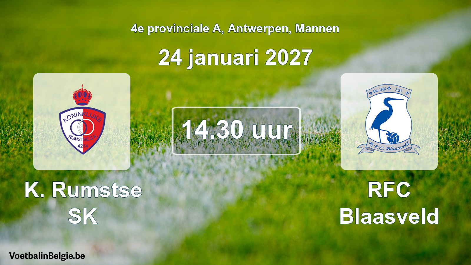 Geplande wedstrijd mannenvoetbal: K. Rumstse SK - RFC Blaasveld (24 januari 2027)
