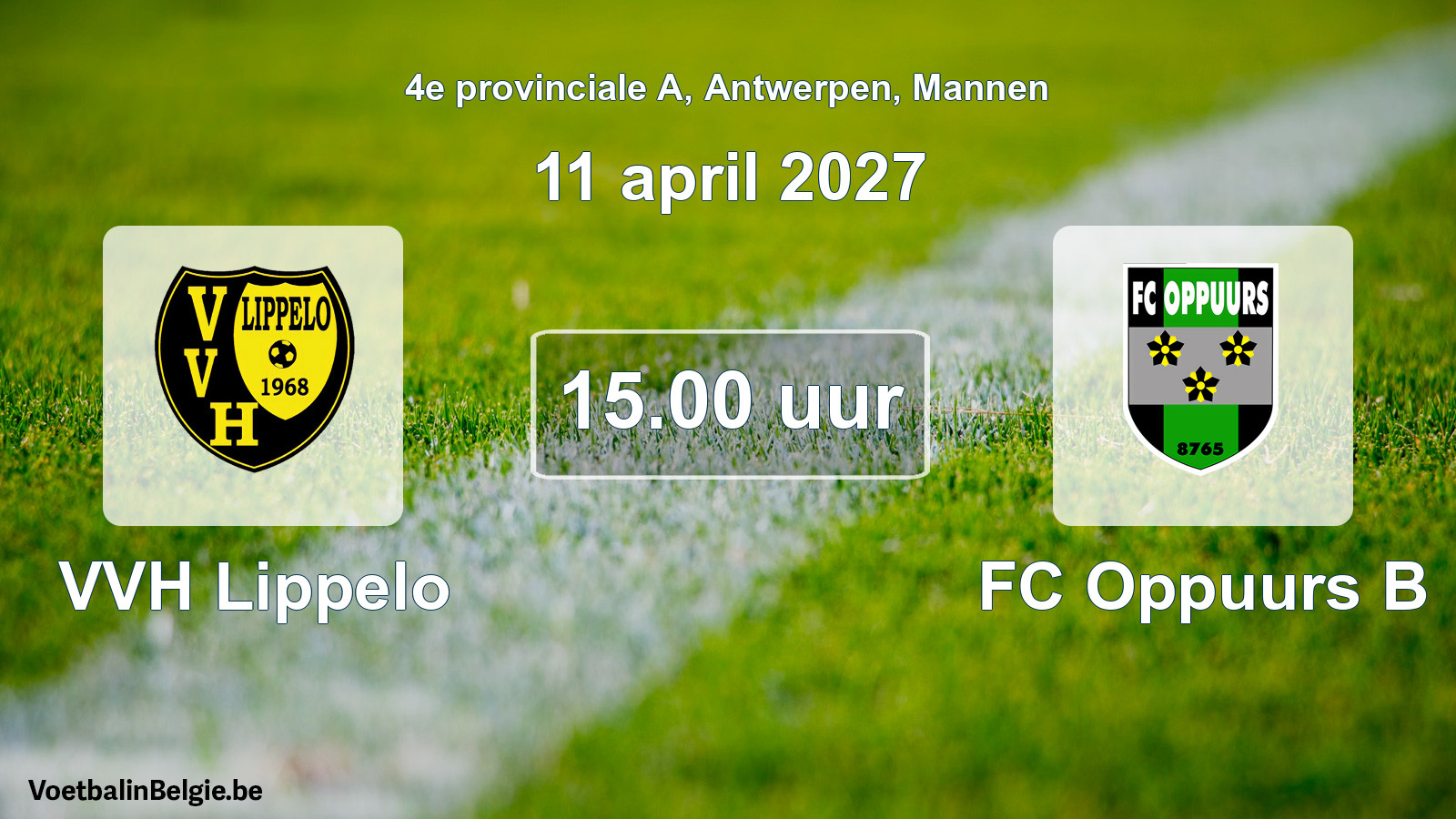 Geplande wedstrijd mannenvoetbal: VVH Lippelo - FC Oppuurs B (11 april 2027)