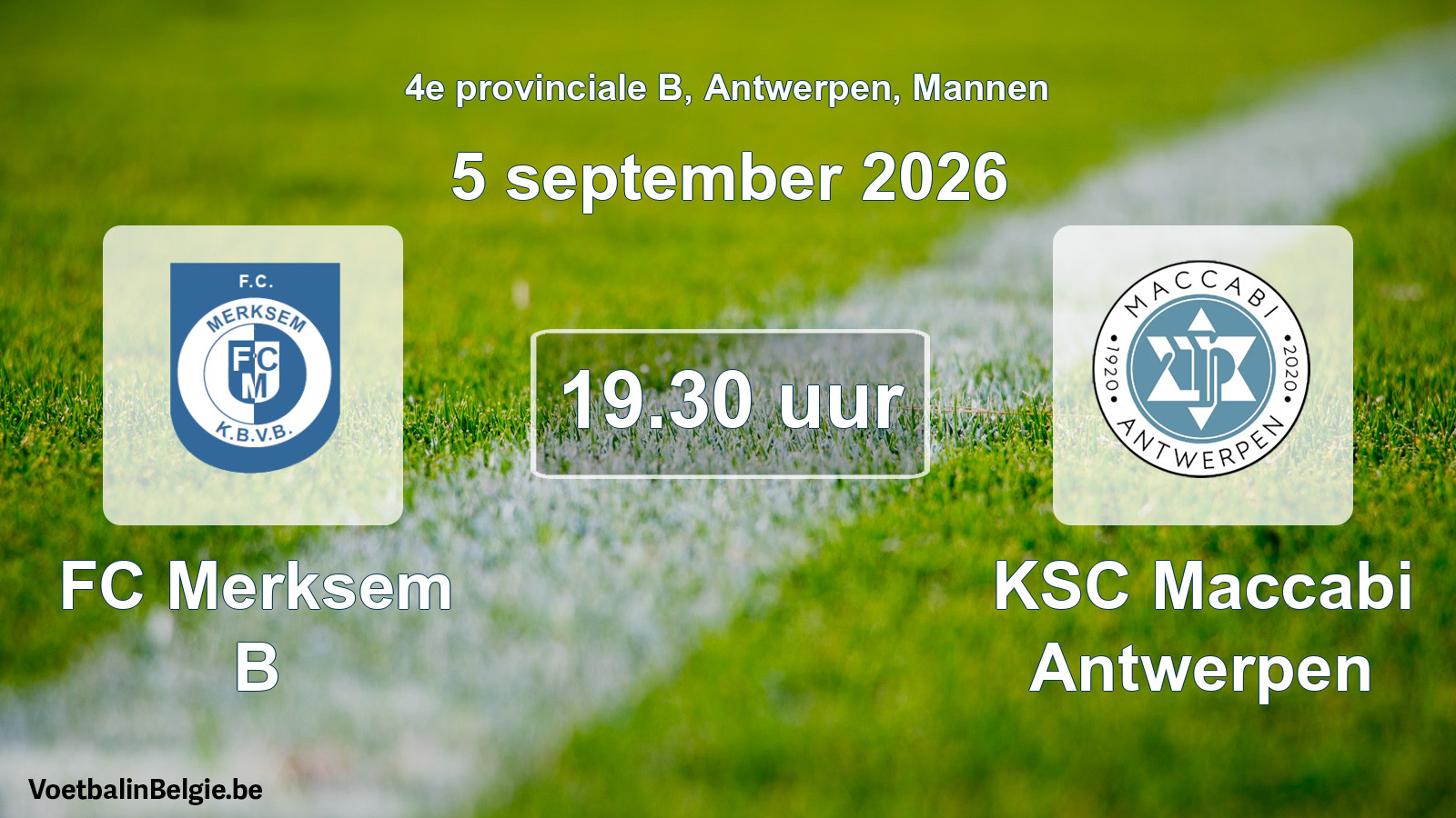 Geplande wedstrijd mannenvoetbal: FC Merksem B - KSC Maccabi Antwerpen (5 september 2026)