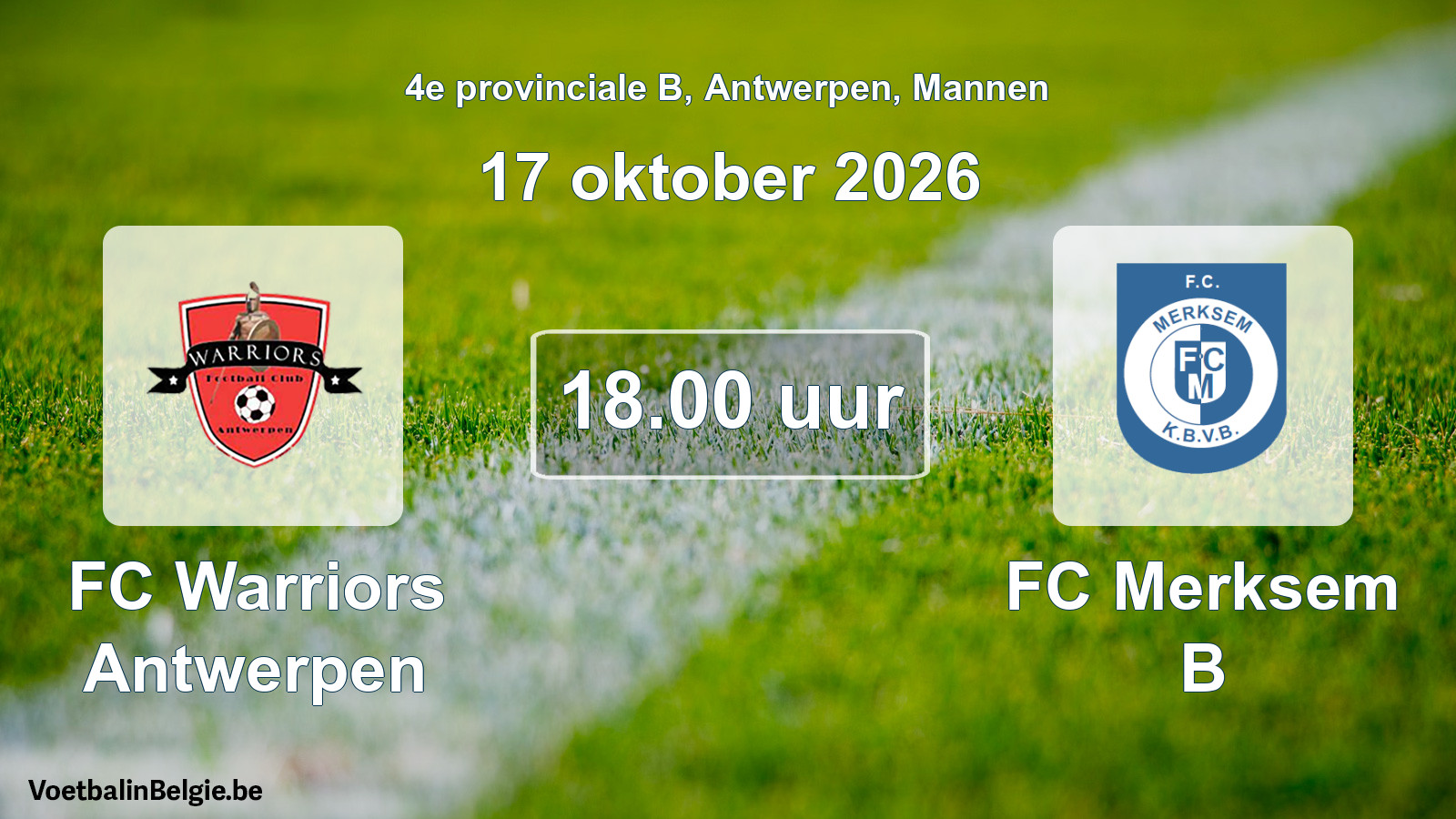 Geplande wedstrijd mannenvoetbal: FC Warriors Antwerpen - FC Merksem B (17 oktober 2026)