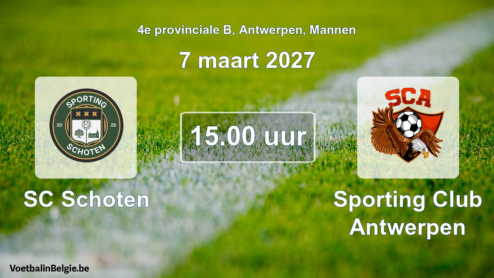 Geplande wedstrijd mannenvoetbal: SC Schoten - Sporting Club Antwerpen (7 maart 2027)