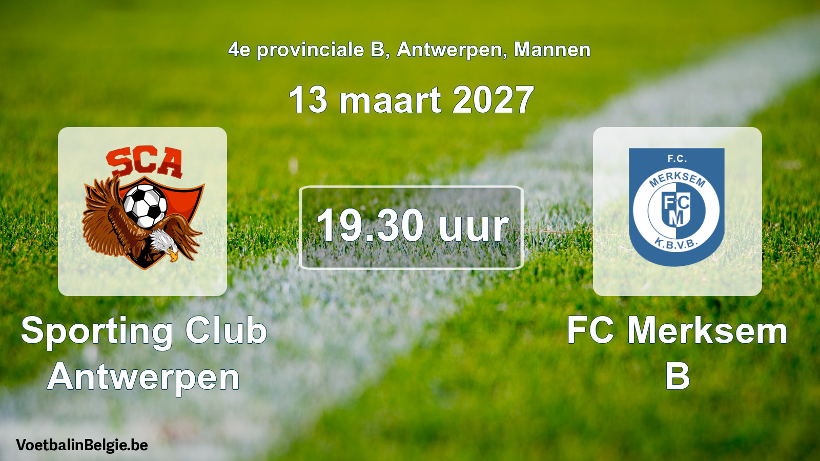 Geplande wedstrijd mannenvoetbal: Sporting Club Antwerpen - FC Merksem B (13 maart 2027)