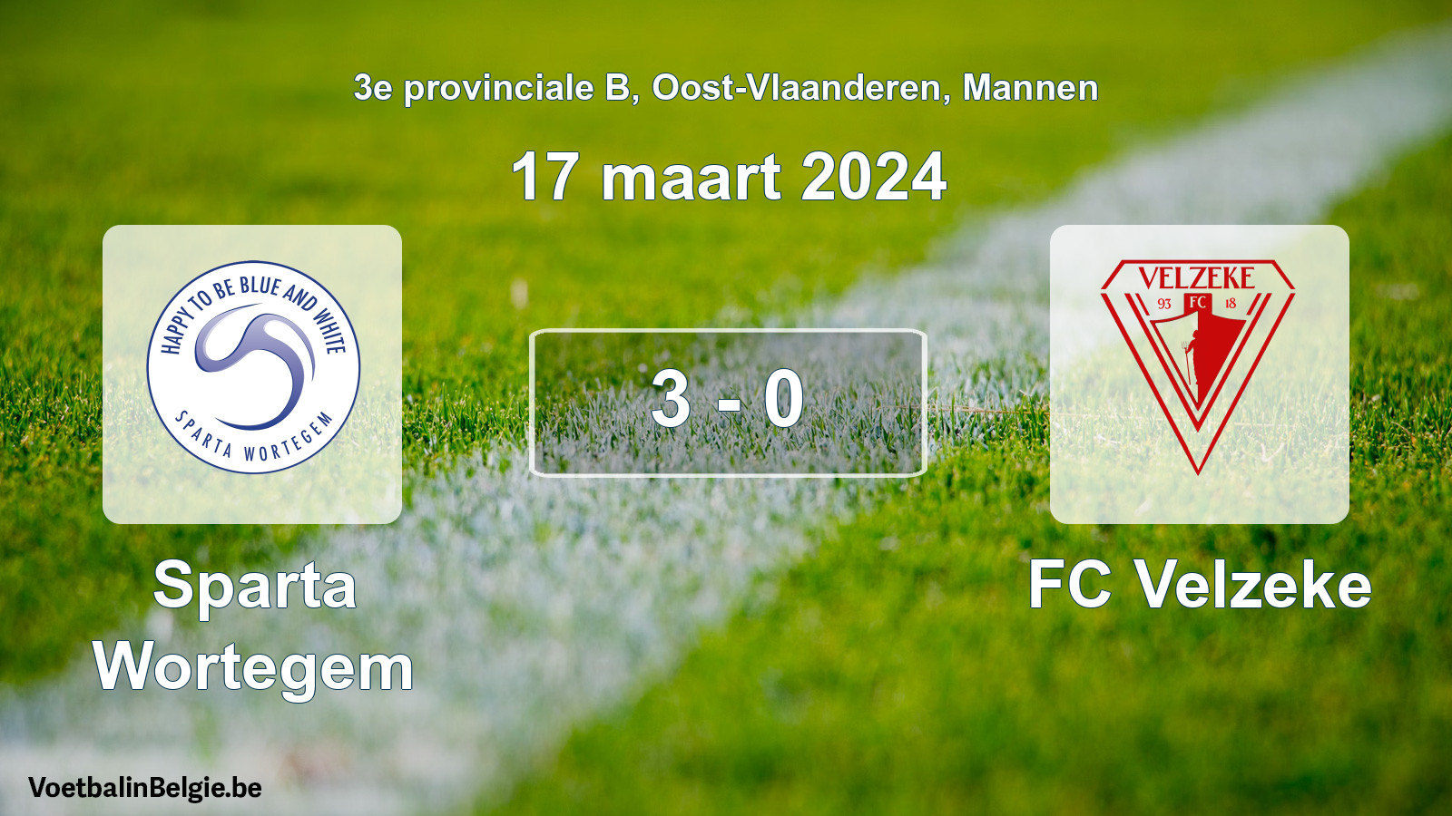 Gespeelde wedstrijd mannenvoetbal: Sparta Wortegem - FC Velzeke 3 - 0 (17 maart 2024)
