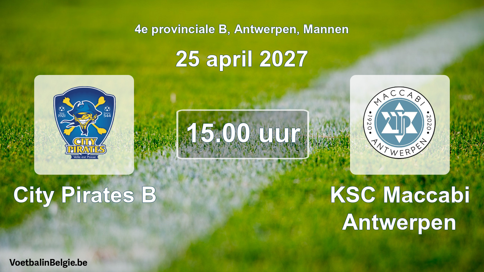 Geplantes Spiel männer-Fußball: City Pirates B - KSC Maccabi Antwerpen (25 April 2027)