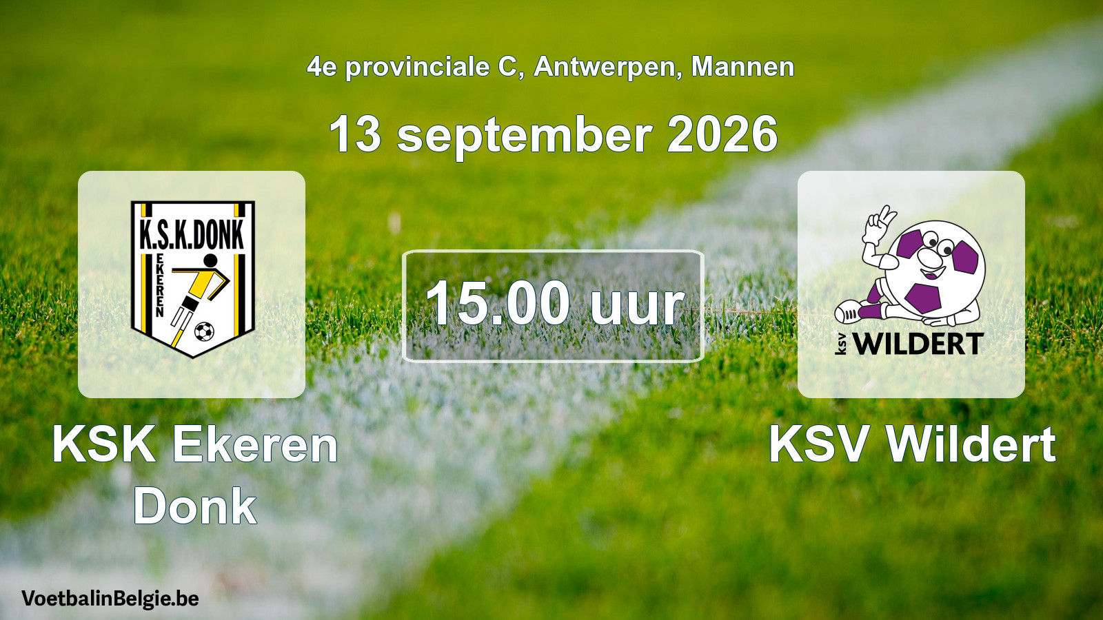 Geplande wedstrijd mannenvoetbal: KSK Ekeren Donk - KSV Wildert (13 september 2026)