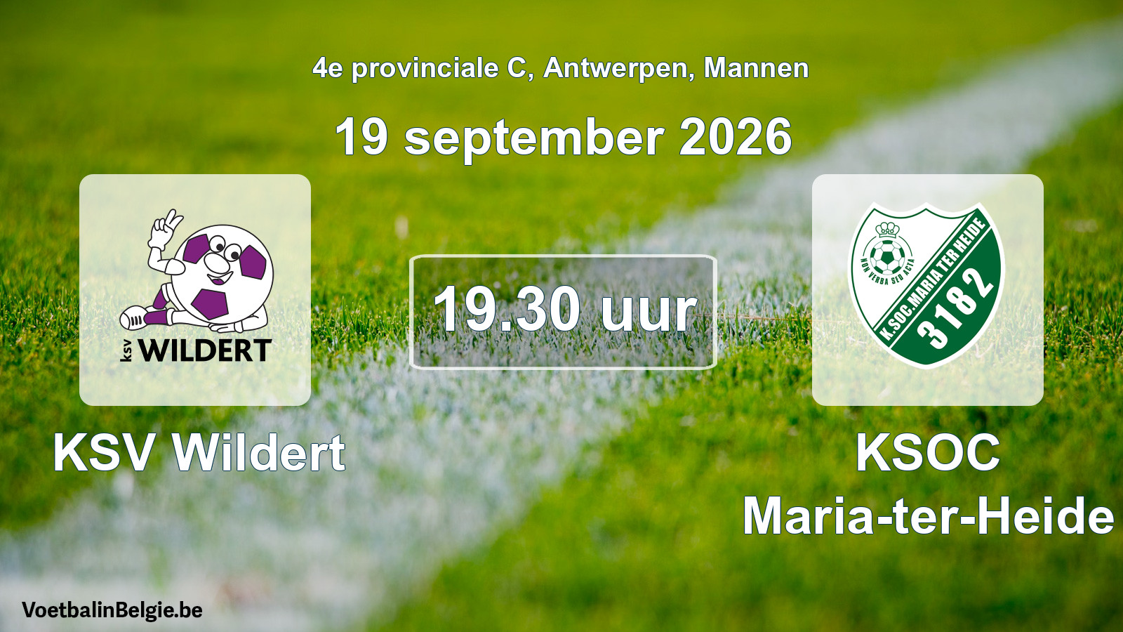 Geplande wedstrijd mannenvoetbal: KSV Wildert - KSOC Maria-ter-Heide (19 september 2026)