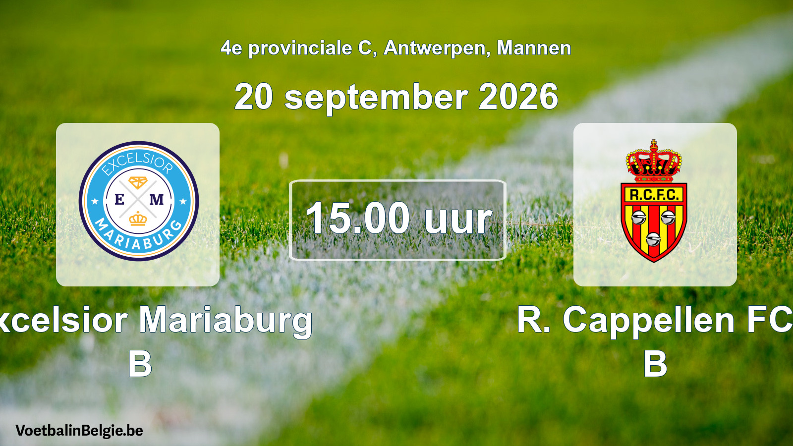 Geplande wedstrijd mannenvoetbal: Excelsior Mariaburg B - R. Cappellen FC B (20 september 2026)