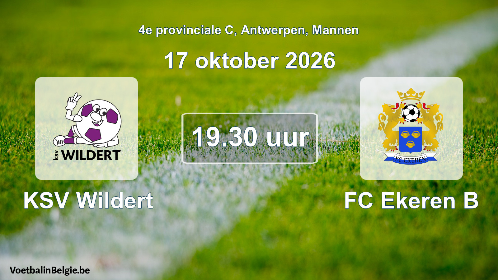 Geplande wedstrijd mannenvoetbal: KSV Wildert - FC Ekeren B (17 oktober 2026)