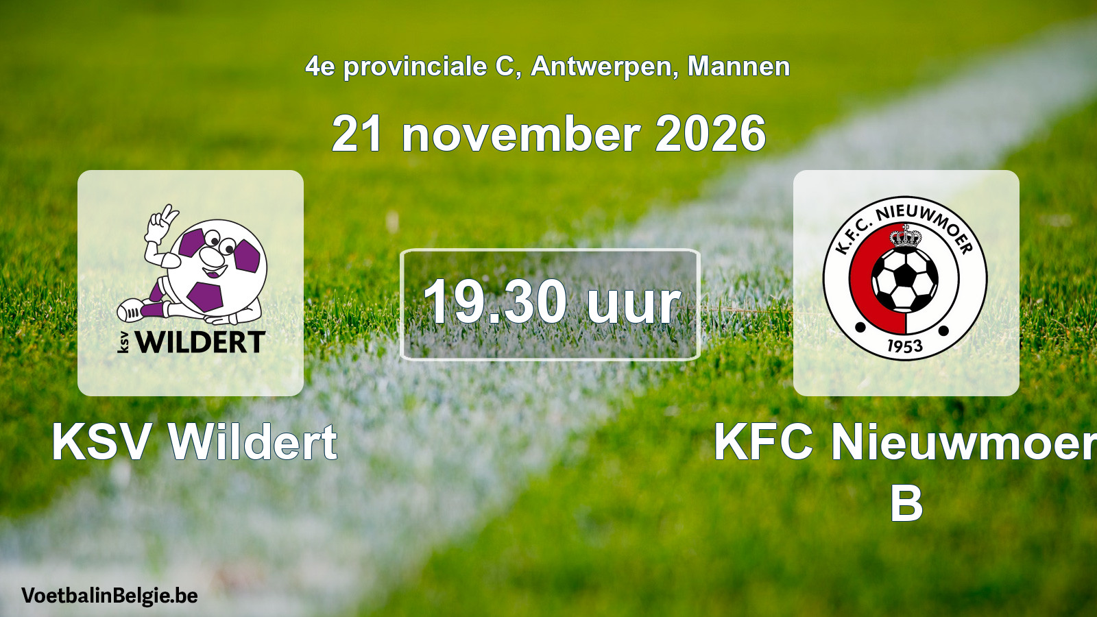 Geplande wedstrijd mannenvoetbal: KSV Wildert - KFC Nieuwmoer B (21 november 2026)