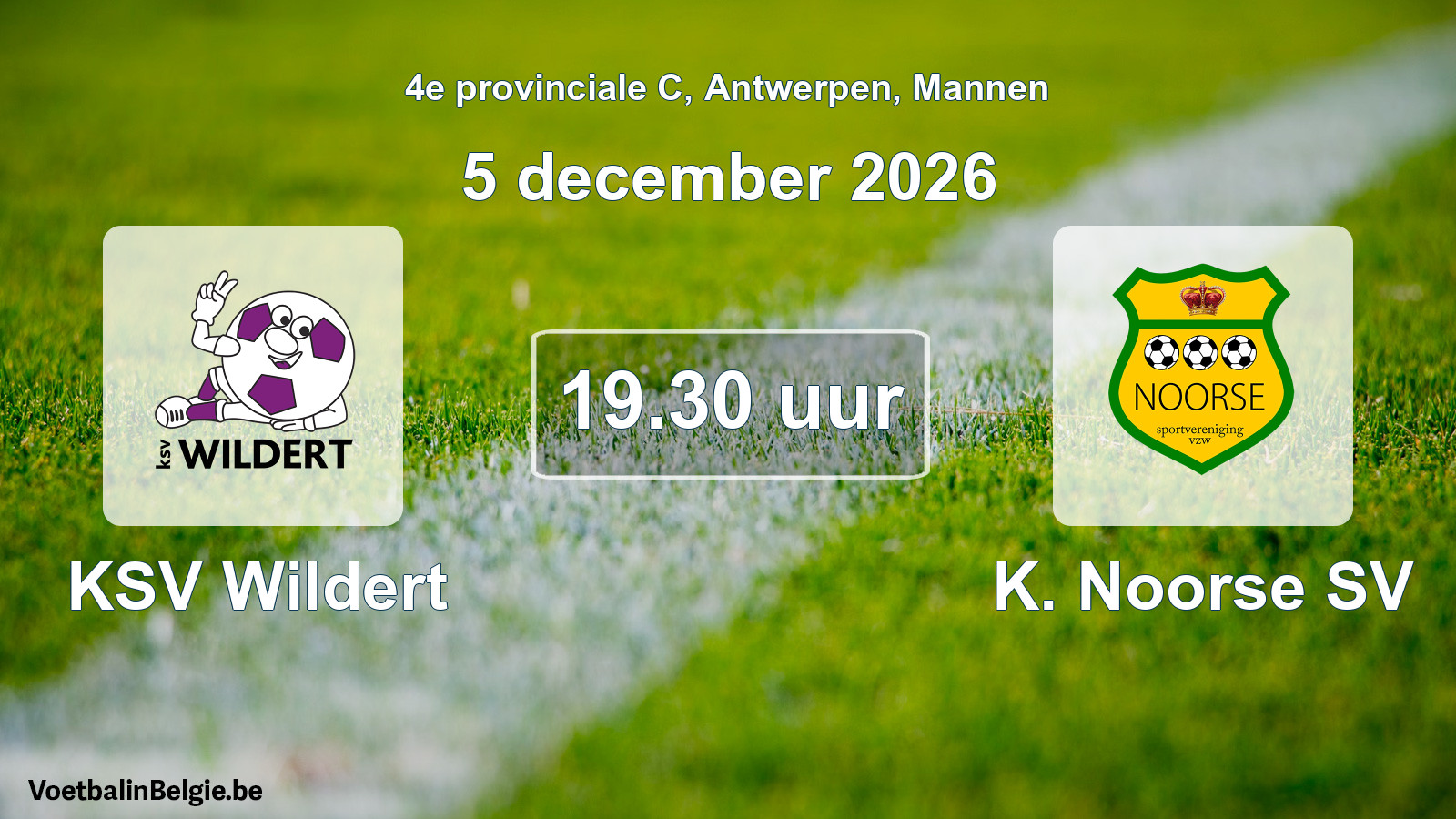 Geplande wedstrijd mannenvoetbal: KSV Wildert - K. Noorse SV (5 december 2026)