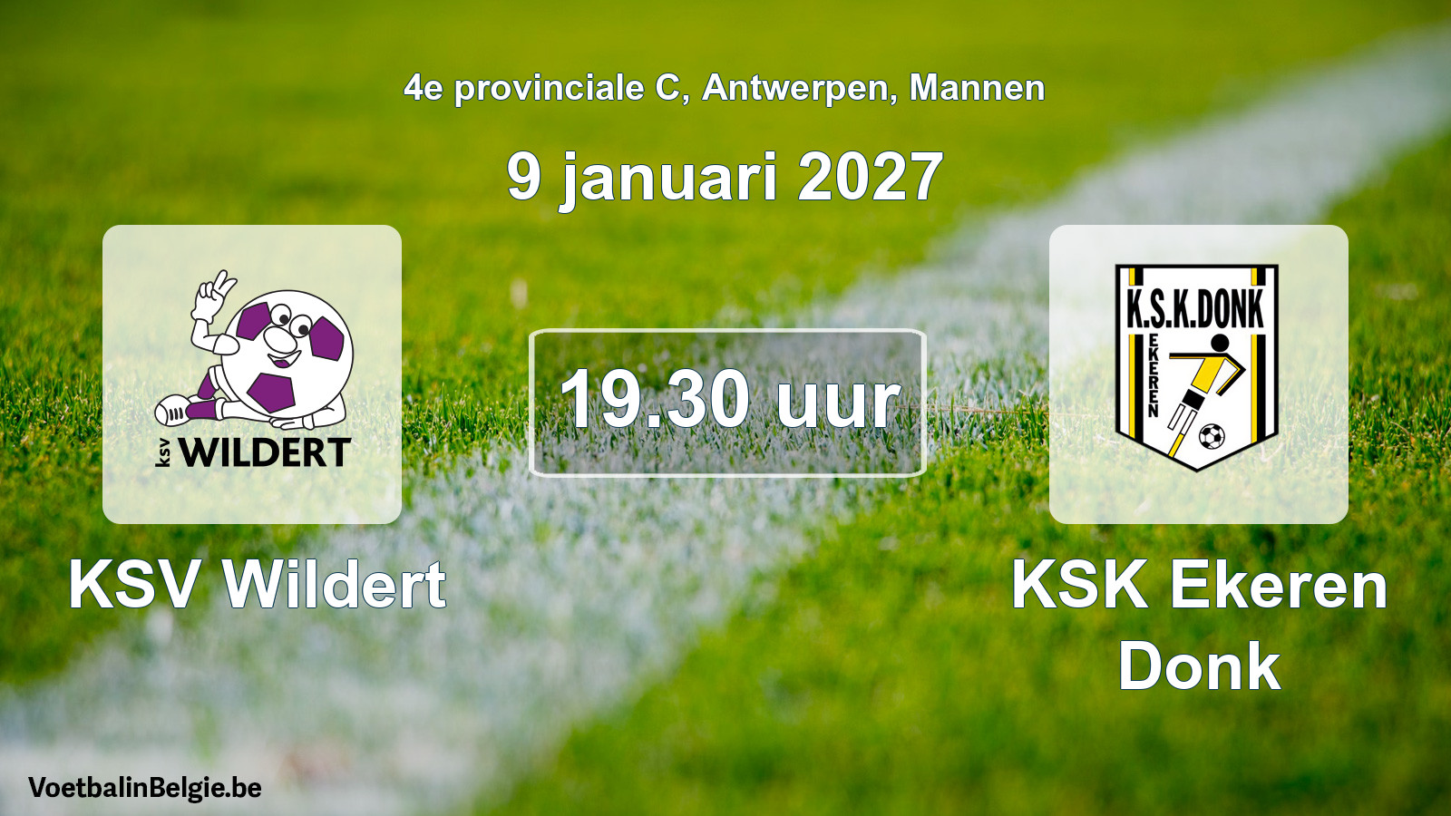 Geplande wedstrijd mannenvoetbal: KSV Wildert - KSK Ekeren Donk (9 januari 2027)