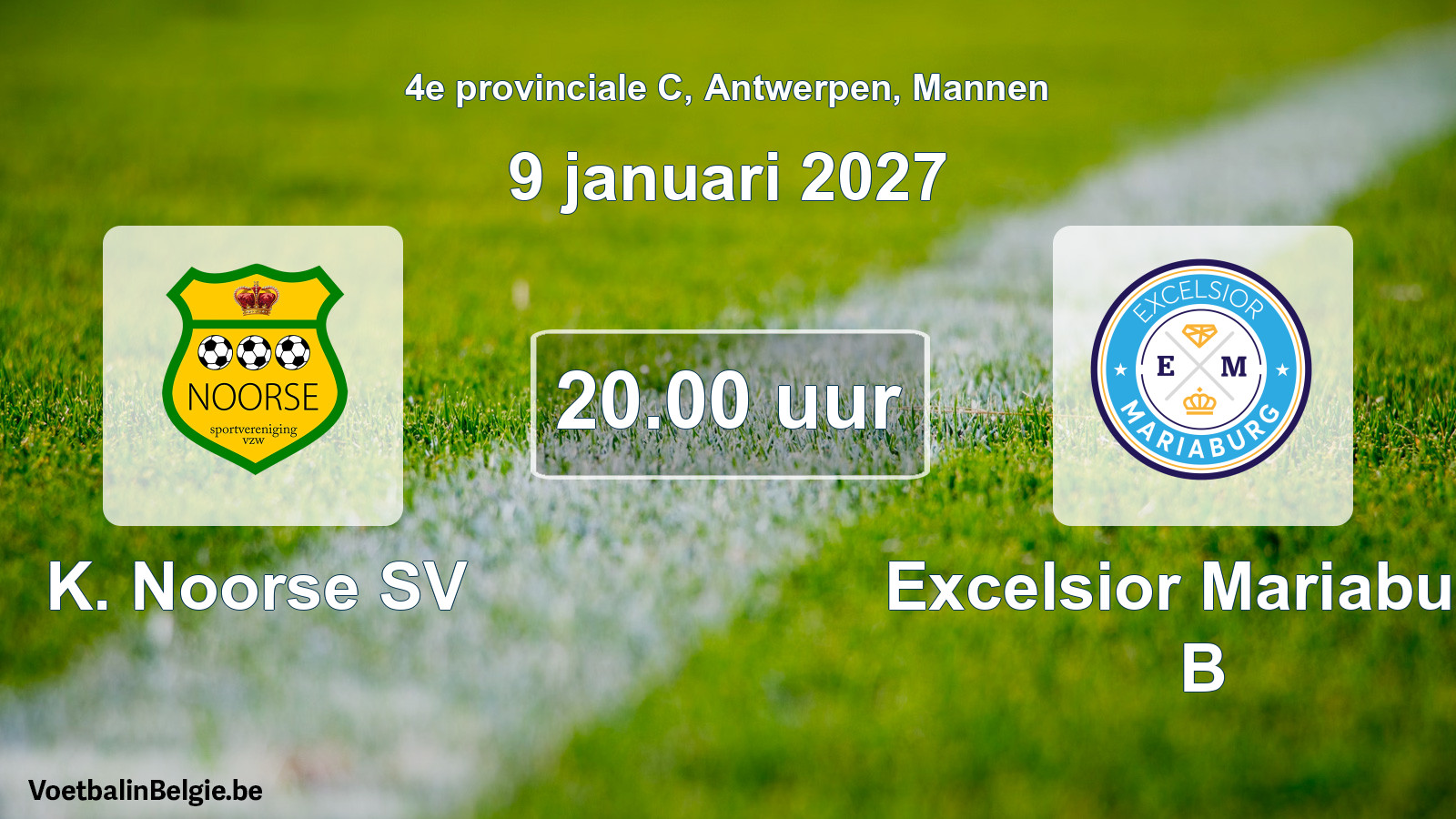 Geplande wedstrijd mannenvoetbal: K. Noorse SV - Excelsior Mariaburg B (9 januari 2027)