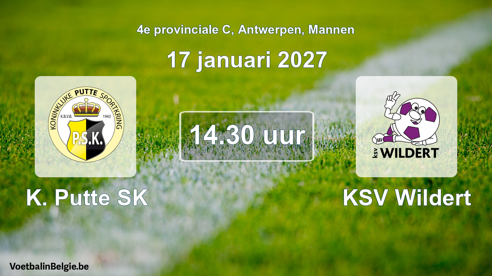 Geplande wedstrijd mannenvoetbal: K. Putte SK - KSV Wildert (17 januari 2027)