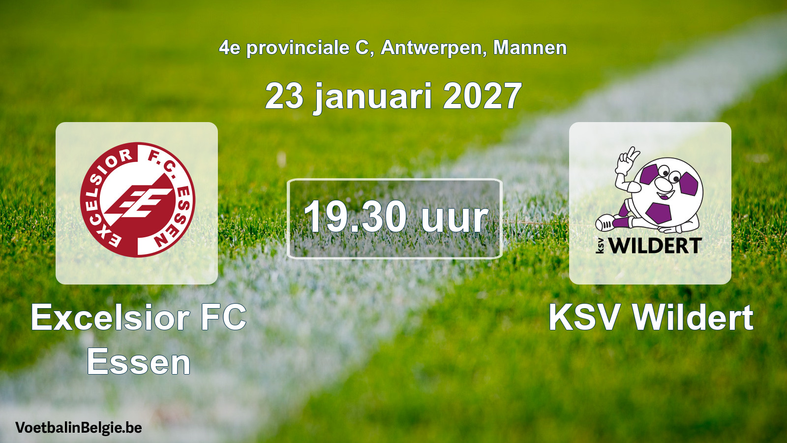 Geplande wedstrijd mannenvoetbal: Excelsior FC Essen - KSV Wildert (23 januari 2027)
