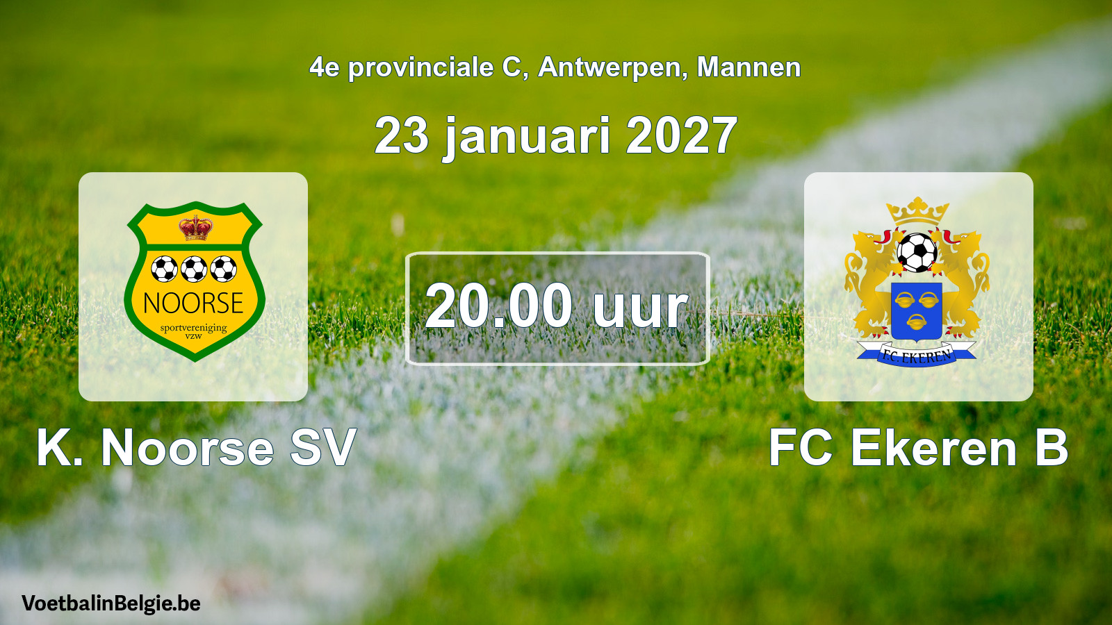 Geplande wedstrijd mannenvoetbal: K. Noorse SV - FC Ekeren B (23 januari 2027)