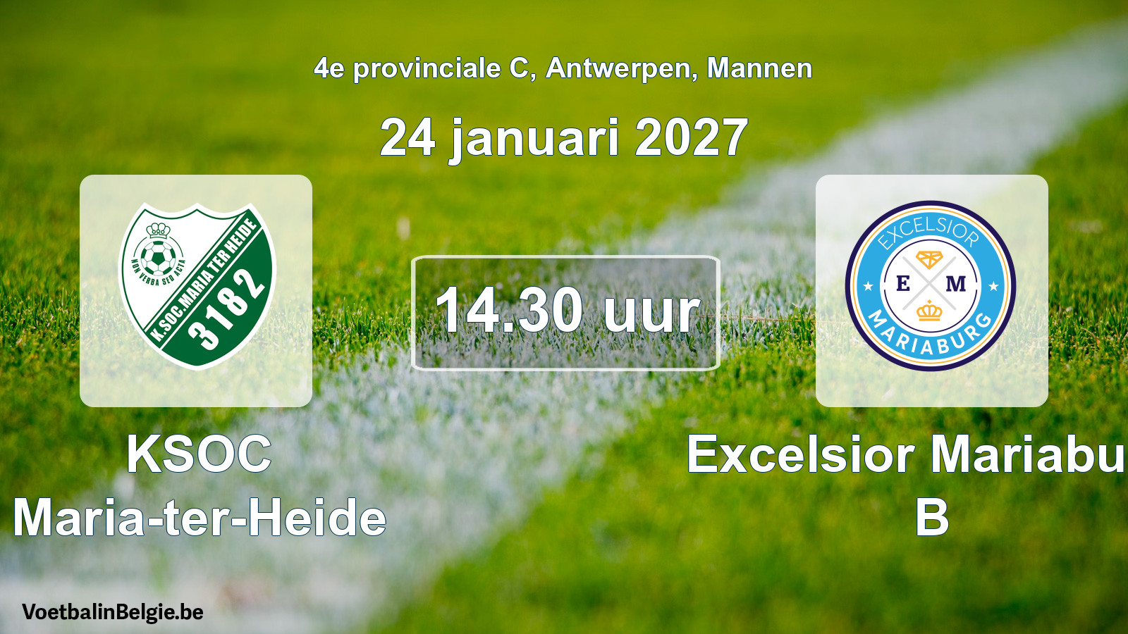 Geplande wedstrijd mannenvoetbal: KSOC Maria-ter-Heide - Excelsior Mariaburg B (24 januari 2027)