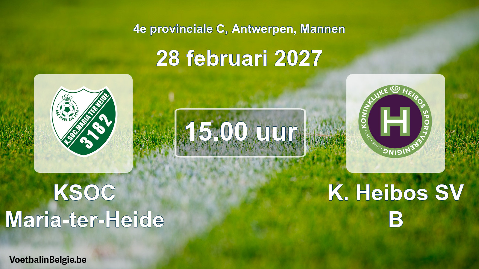 Geplande wedstrijd mannenvoetbal: KSOC Maria-ter-Heide - K. Heibos SV B (28 februari 2027)