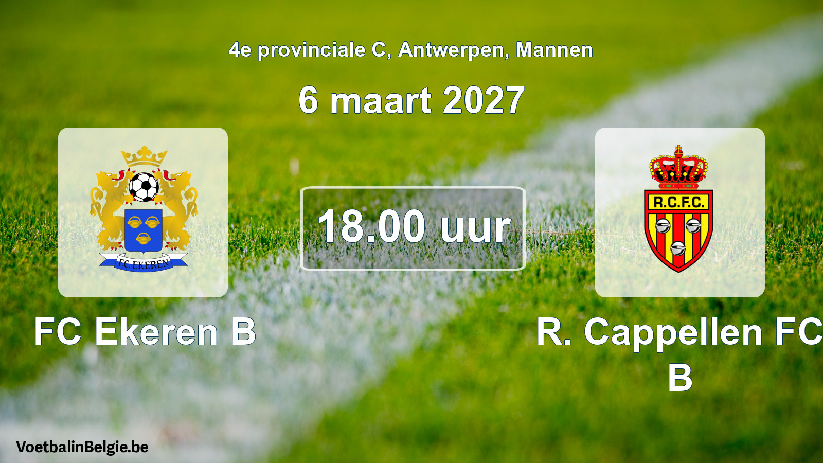 Geplande wedstrijd mannenvoetbal: FC Ekeren B - R. Cappellen FC B (6 maart 2027)