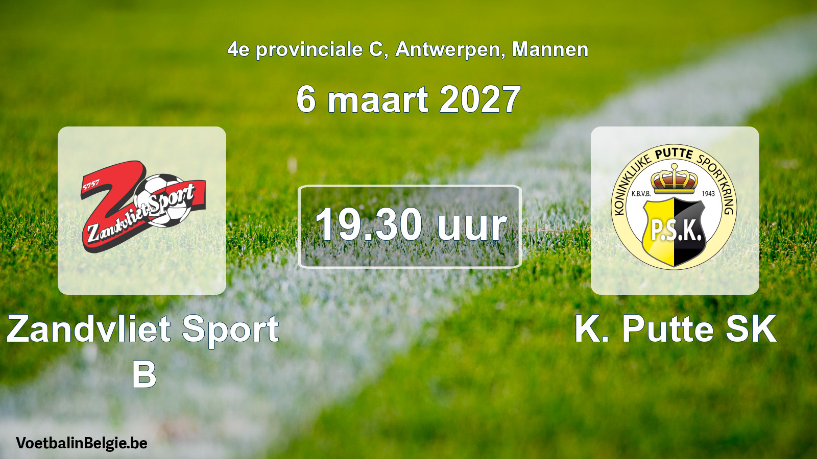 Geplande wedstrijd mannenvoetbal: Zandvliet Sport B - K. Putte SK (6 maart 2027)