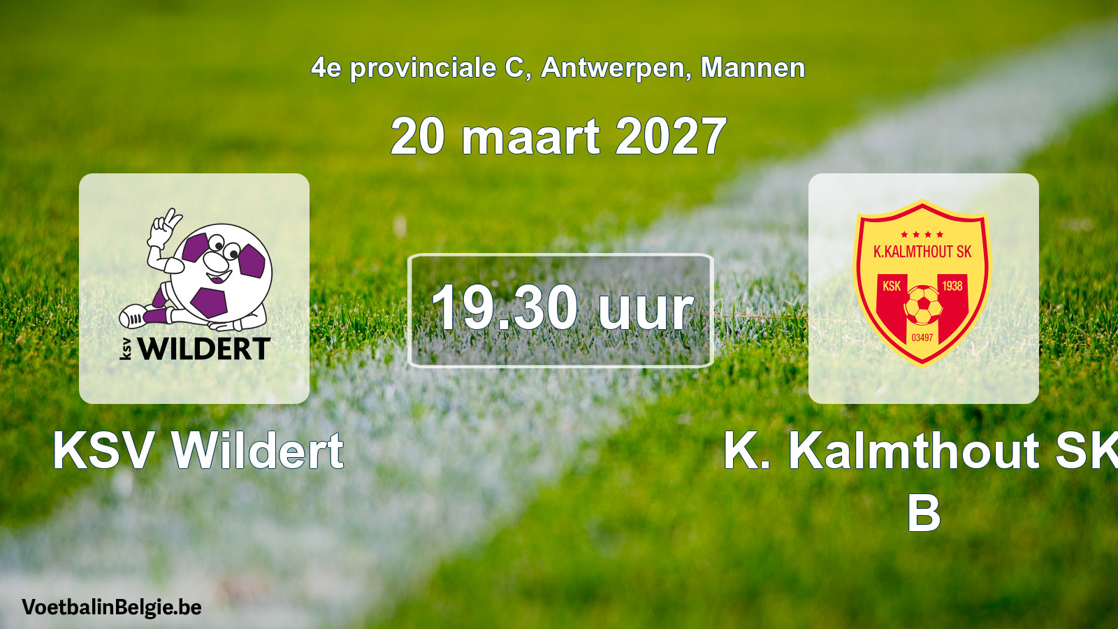 Geplande wedstrijd mannenvoetbal: KSV Wildert - K. Kalmthout SK B (20 maart 2027)