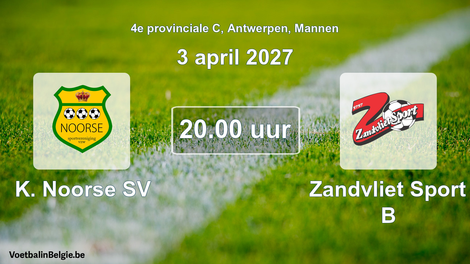 Geplande wedstrijd mannenvoetbal: K. Noorse SV - Zandvliet Sport B (3 april 2027)