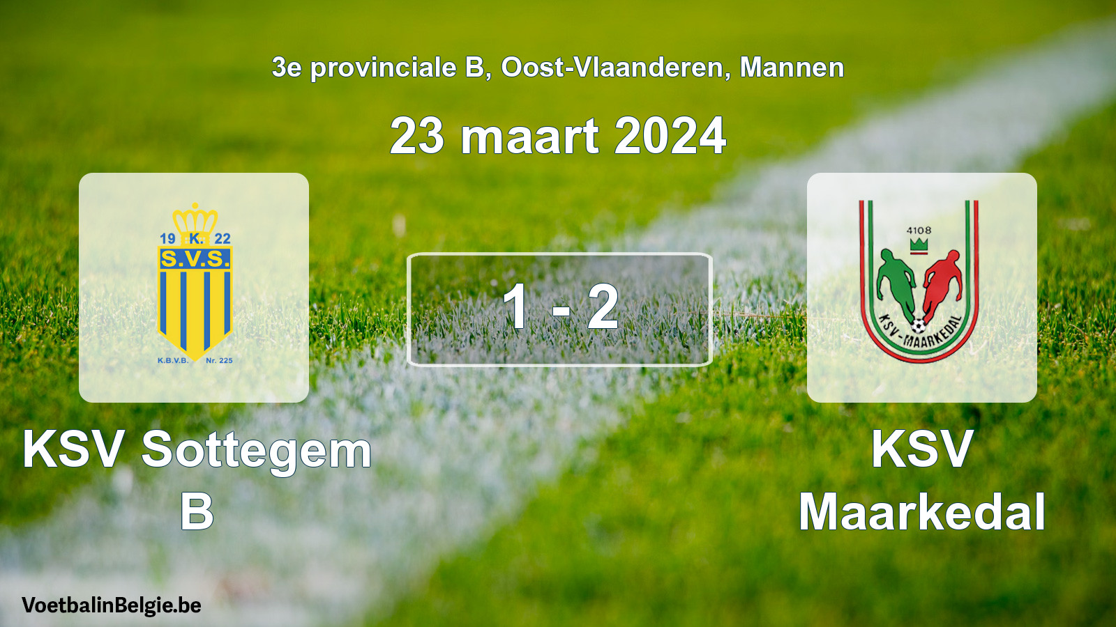 Gespeelde wedstrijd mannenvoetbal: KSV Sottegem B - KSV Maarkedal 1 - 2 (23 maart 2024)