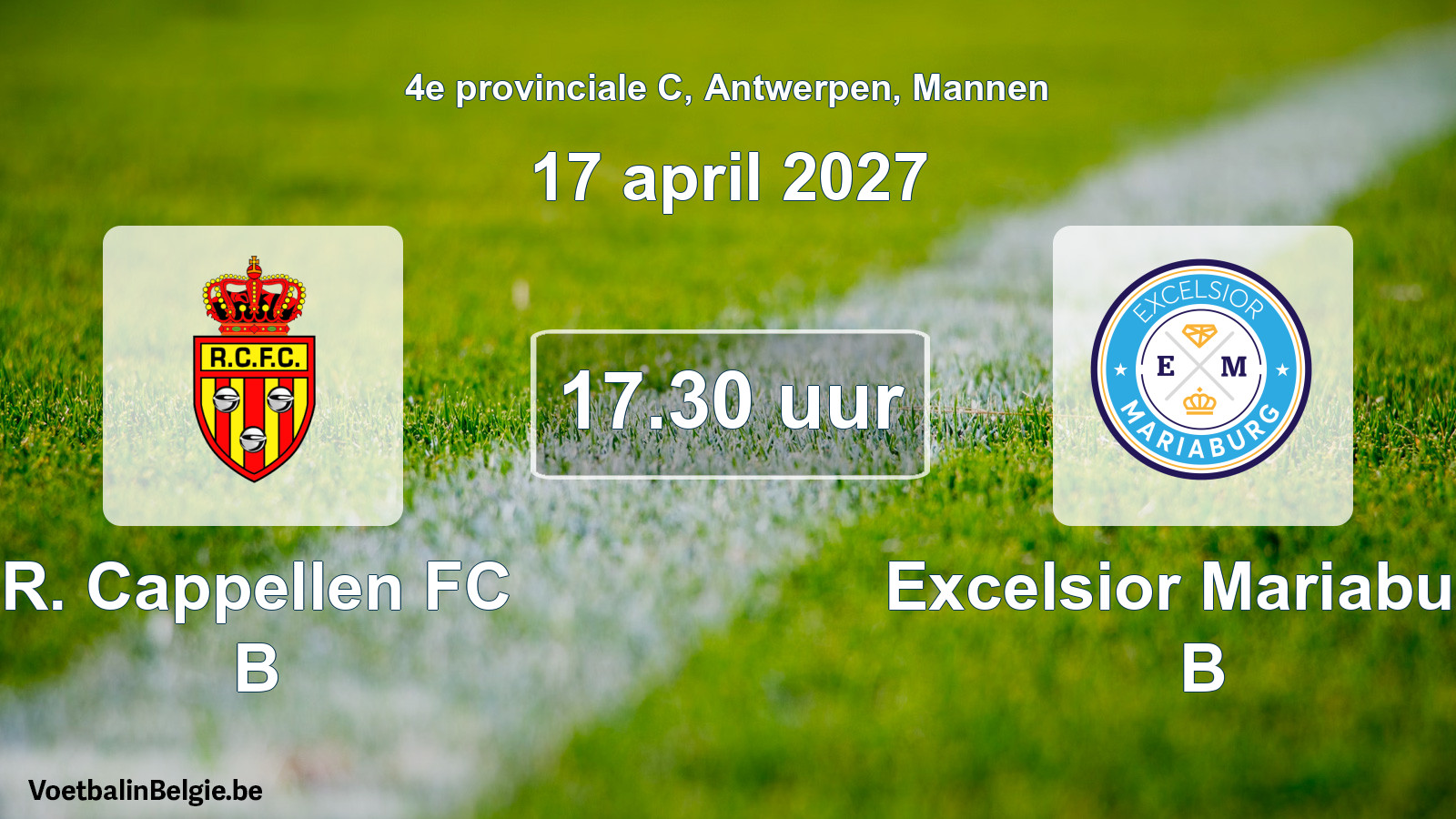 Geplande wedstrijd mannenvoetbal: R. Cappellen FC B - Excelsior Mariaburg B (17 april 2027)