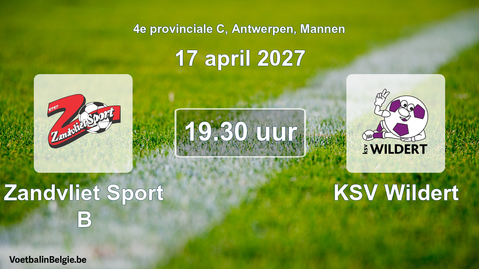 Geplande wedstrijd mannenvoetbal: Zandvliet Sport B - KSV Wildert (17 april 2027)