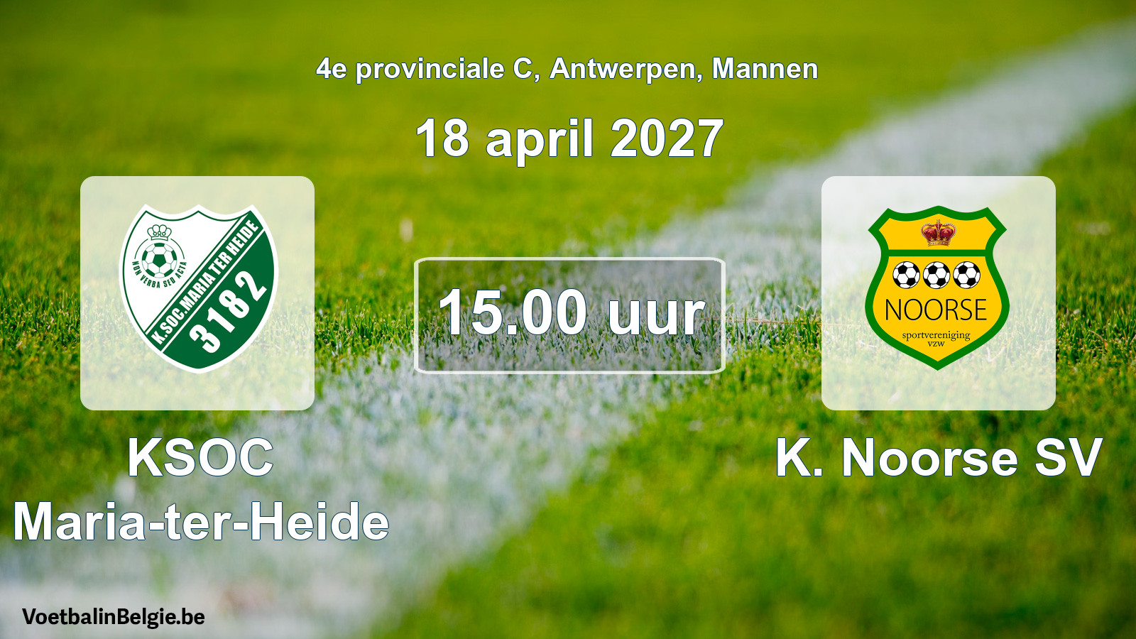 Geplande wedstrijd mannenvoetbal: KSOC Maria-ter-Heide - K. Noorse SV (18 april 2027)