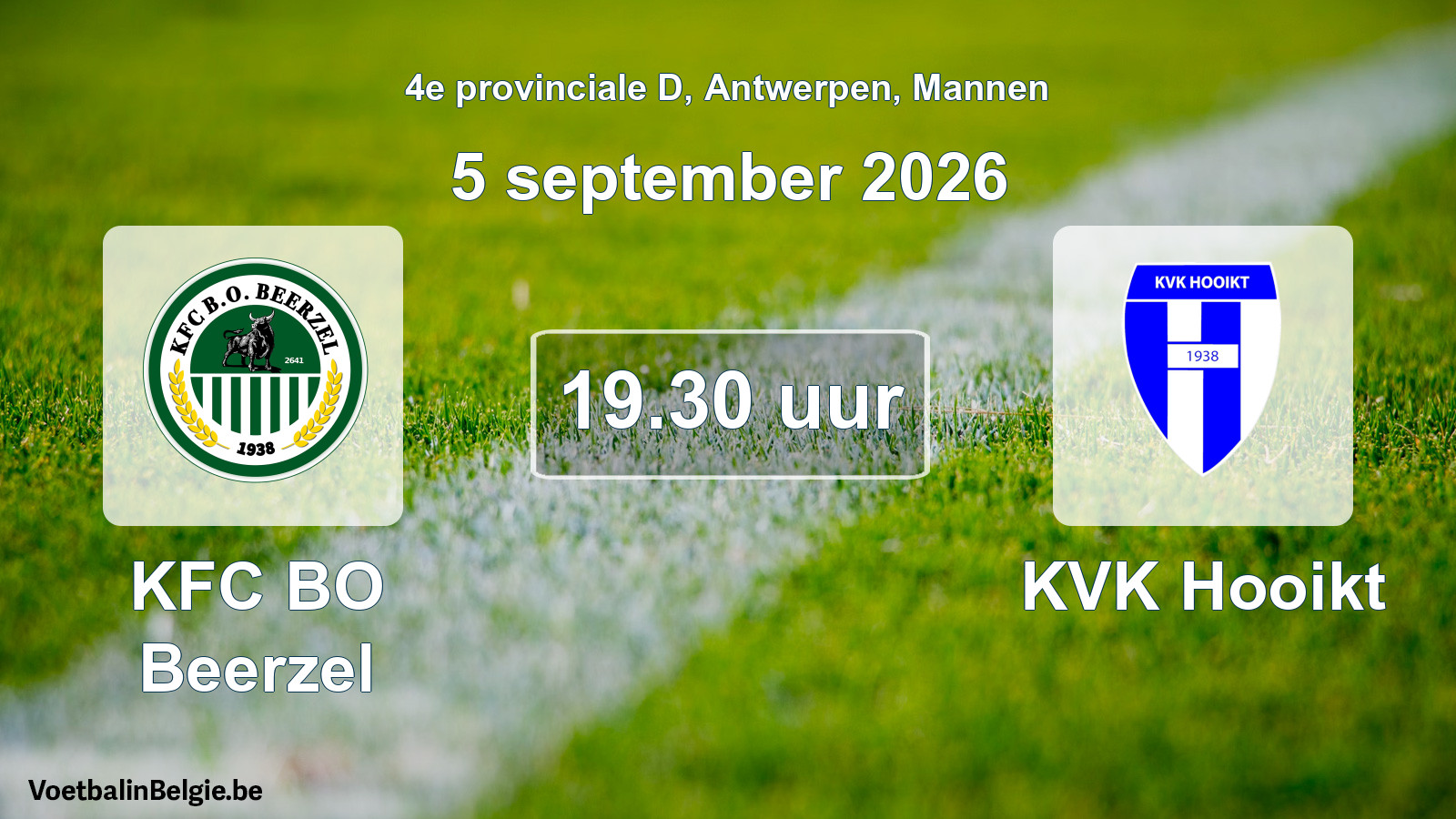 Geplande wedstrijd mannenvoetbal: KFC BO Beerzel - KVK Hooikt (5 september 2026)