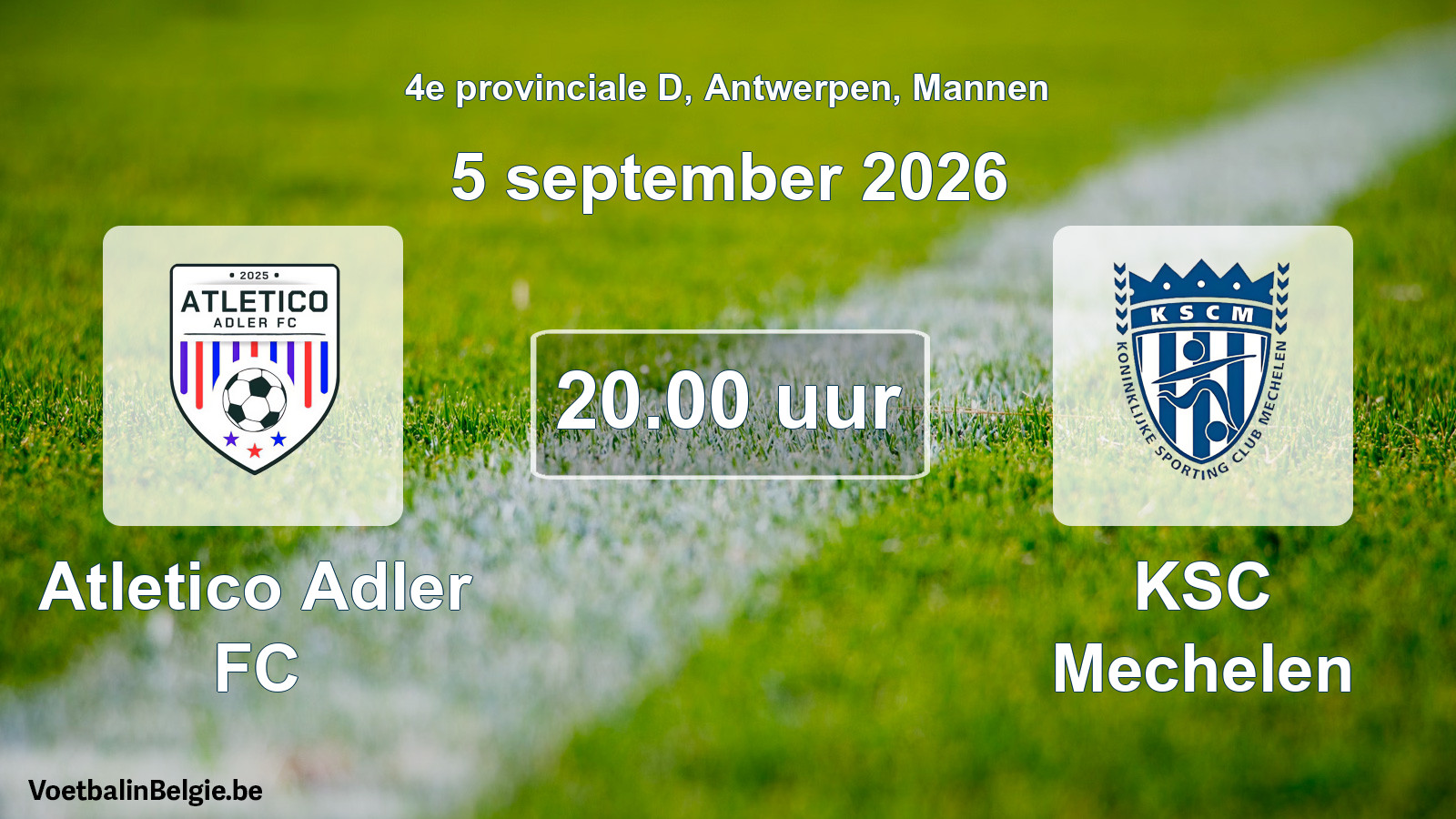 Geplande wedstrijd mannenvoetbal: Atletico Adler FC - KSC Mechelen (5 september 2026)
