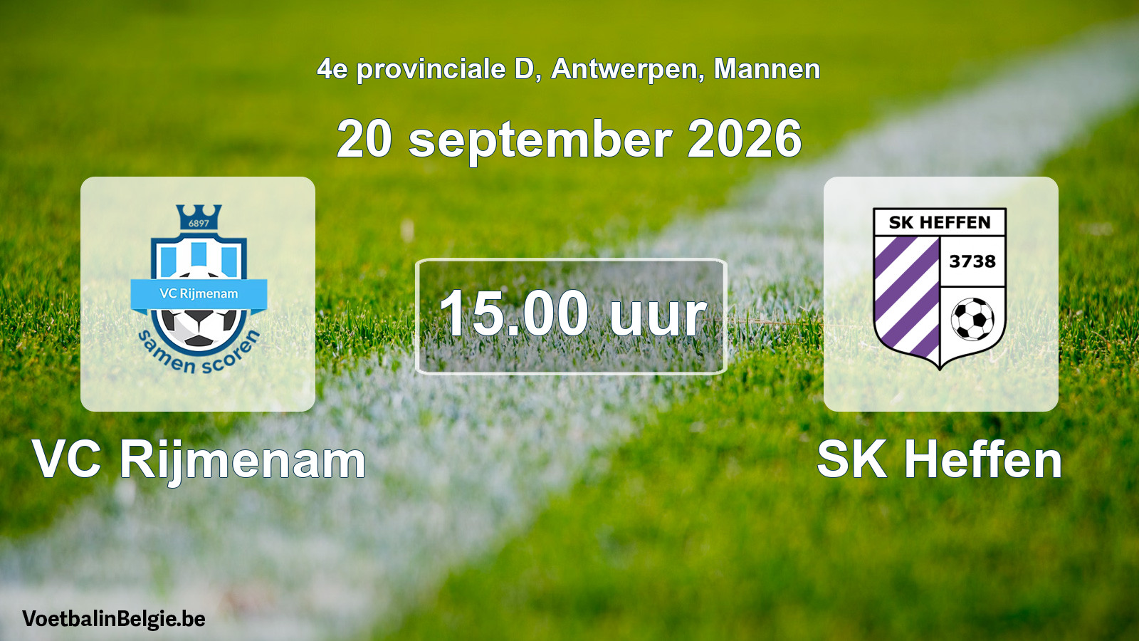 Geplande wedstrijd mannenvoetbal: VC Rijmenam - SK Heffen (20 september 2026)