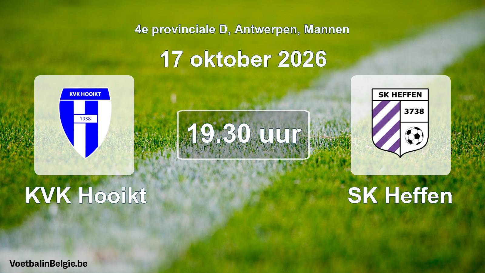 Geplande wedstrijd mannenvoetbal: KVK Hooikt - SK Heffen (17 oktober 2026)