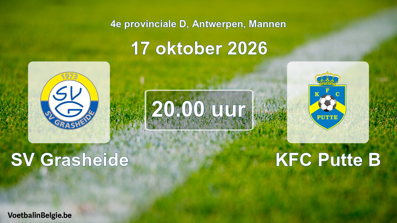 Geplande wedstrijd mannenvoetbal: SV Grasheide - KFC Putte B (17 oktober 2026)