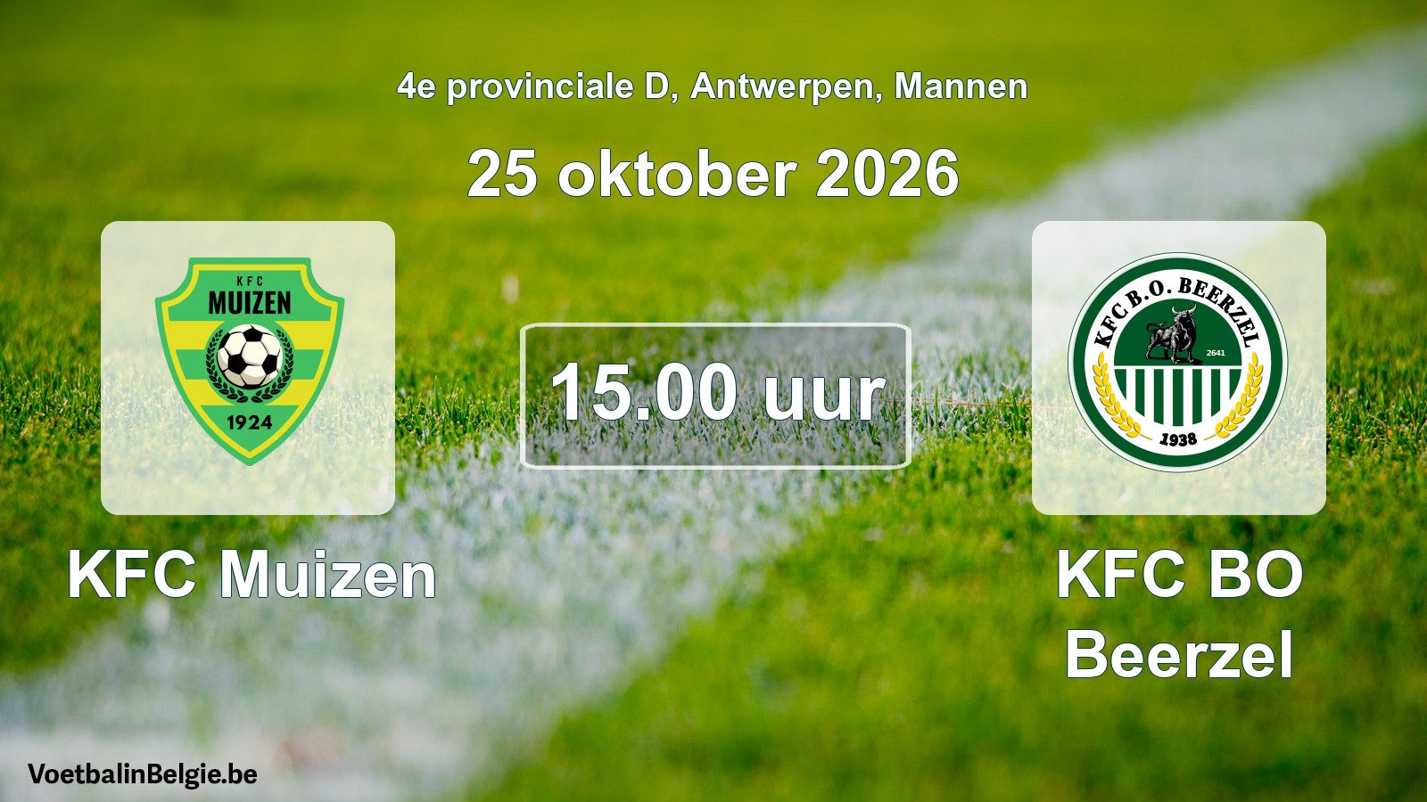 Geplande wedstrijd mannenvoetbal: KFC Muizen - KFC BO Beerzel (25 oktober 2026)