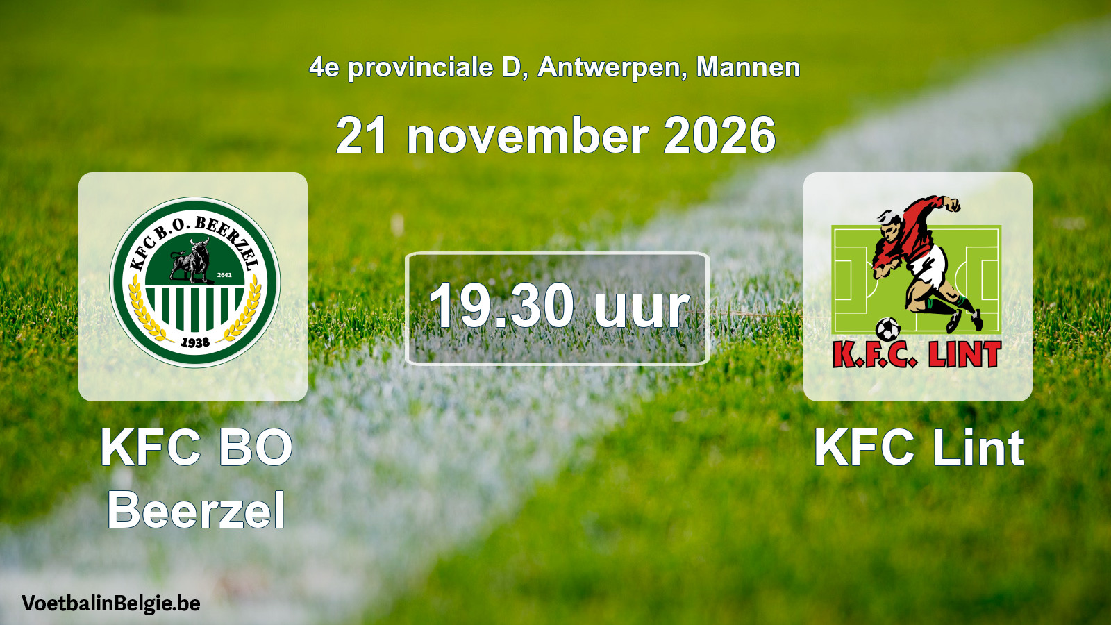 Geplantes Spiel männer-Fußball: KFC BO Beerzel - KFC Lint (21 November 2026)