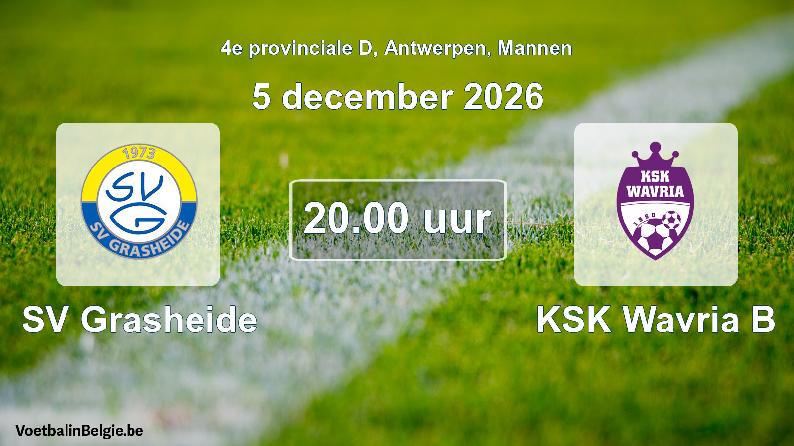 Geplande wedstrijd mannenvoetbal: SV Grasheide - KSK Wavria B (5 december 2026)