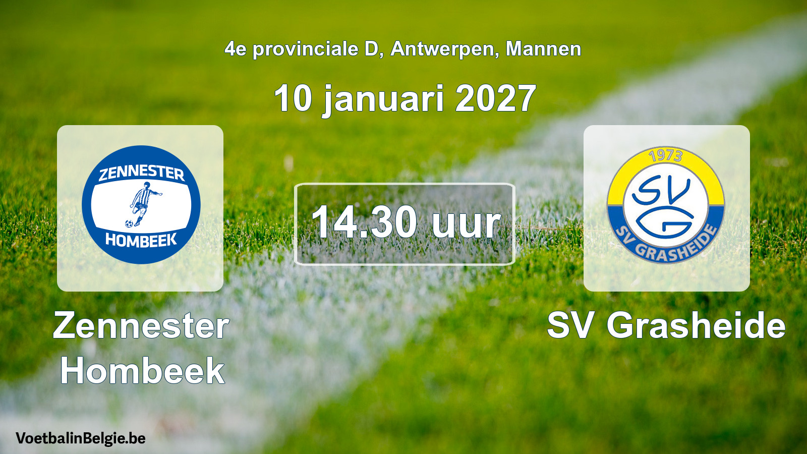 Geplande wedstrijd mannenvoetbal: Zennester Hombeek - SV Grasheide (10 januari 2027)