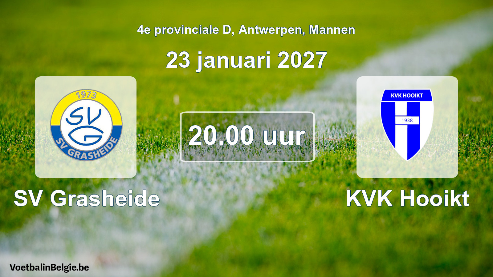 Geplande wedstrijd mannenvoetbal: SV Grasheide - KVK Hooikt (23 januari 2027)