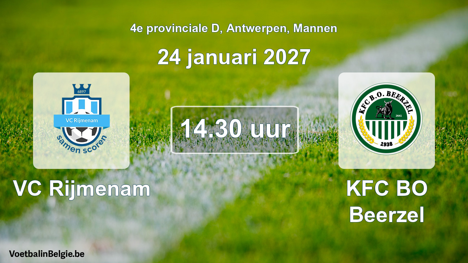 Geplande wedstrijd mannenvoetbal: VC Rijmenam - KFC BO Beerzel (24 januari 2027)