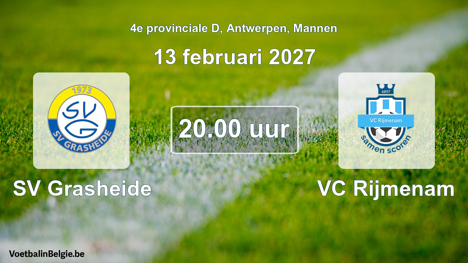 Geplande wedstrijd mannenvoetbal: SV Grasheide - VC Rijmenam (13 februari 2027)
