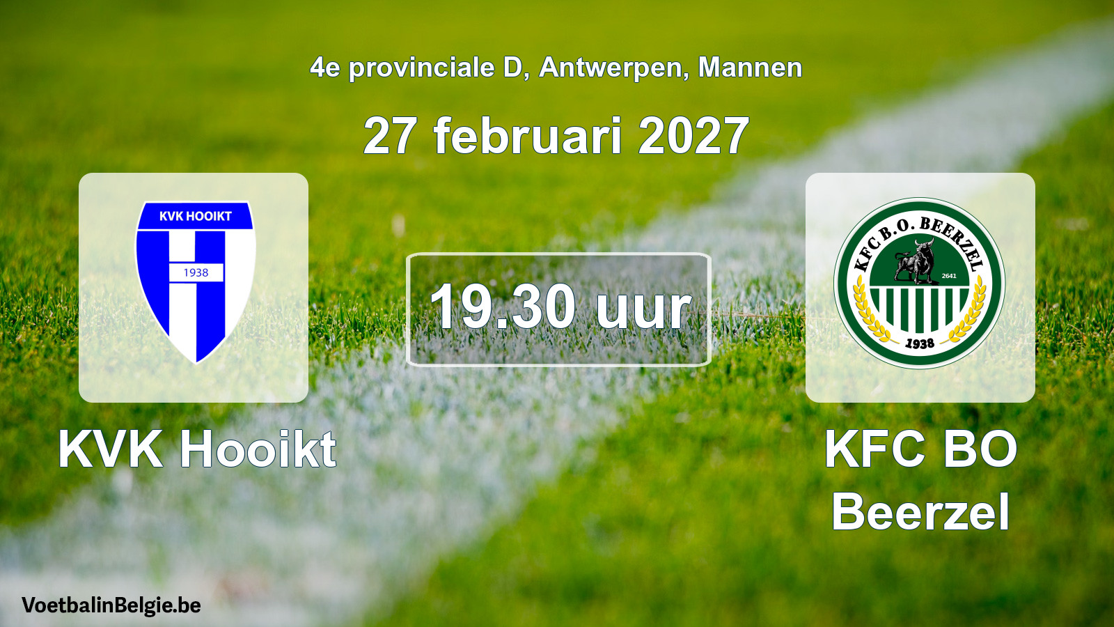 Geplande wedstrijd mannenvoetbal: KVK Hooikt - KFC BO Beerzel (27 februari 2027)