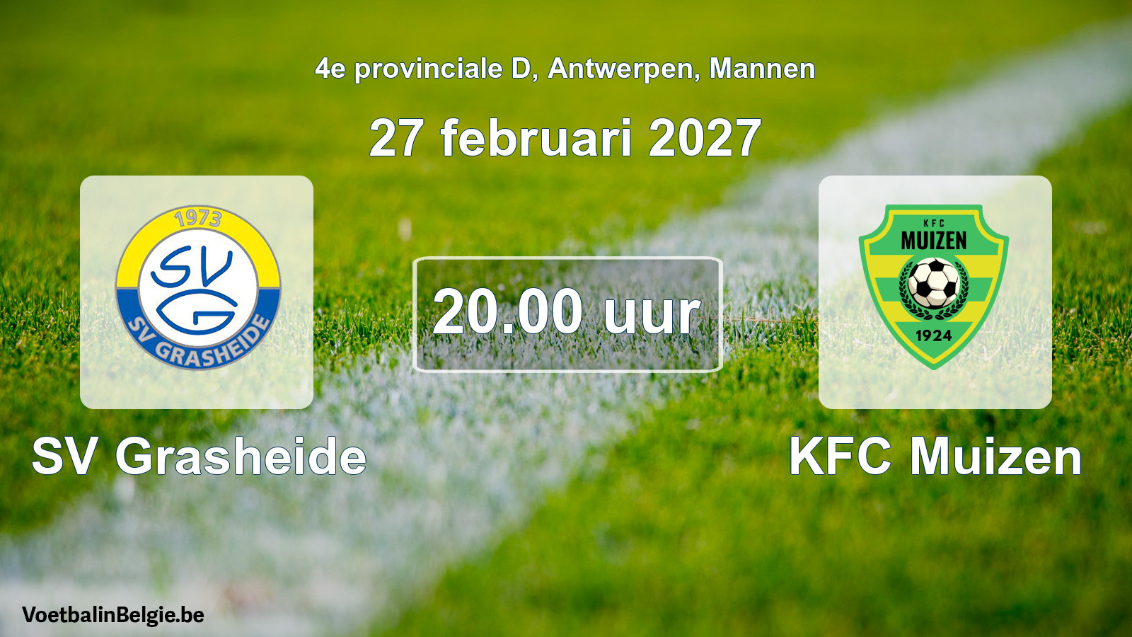 Geplande wedstrijd mannenvoetbal: SV Grasheide - KFC Muizen (27 februari 2027)