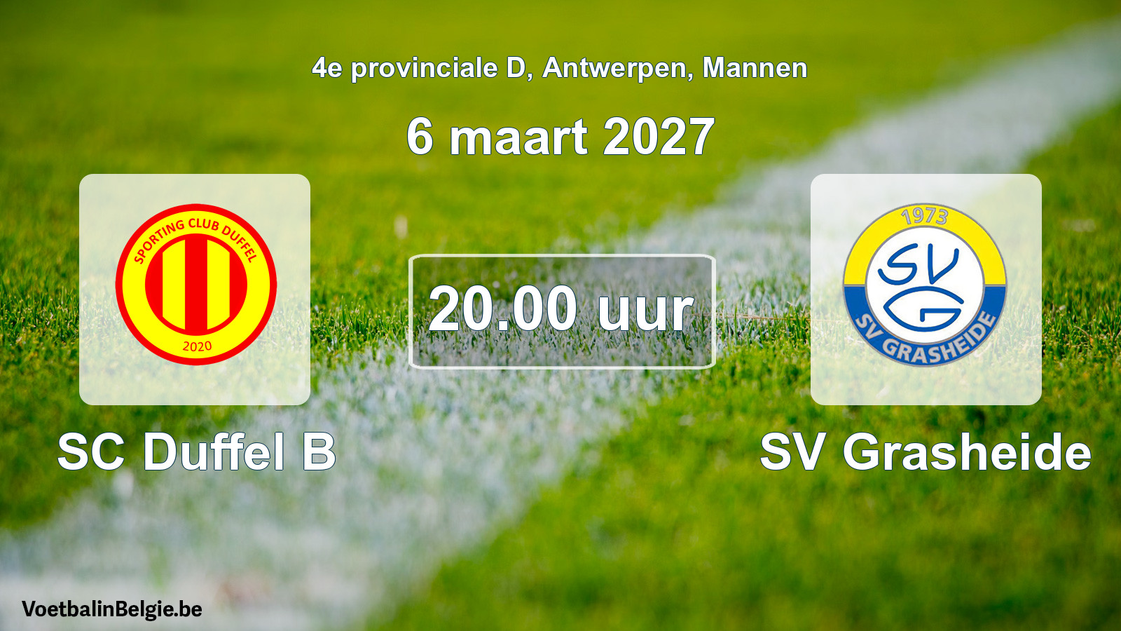 Geplande wedstrijd mannenvoetbal: SC Duffel B - SV Grasheide (6 maart 2027)