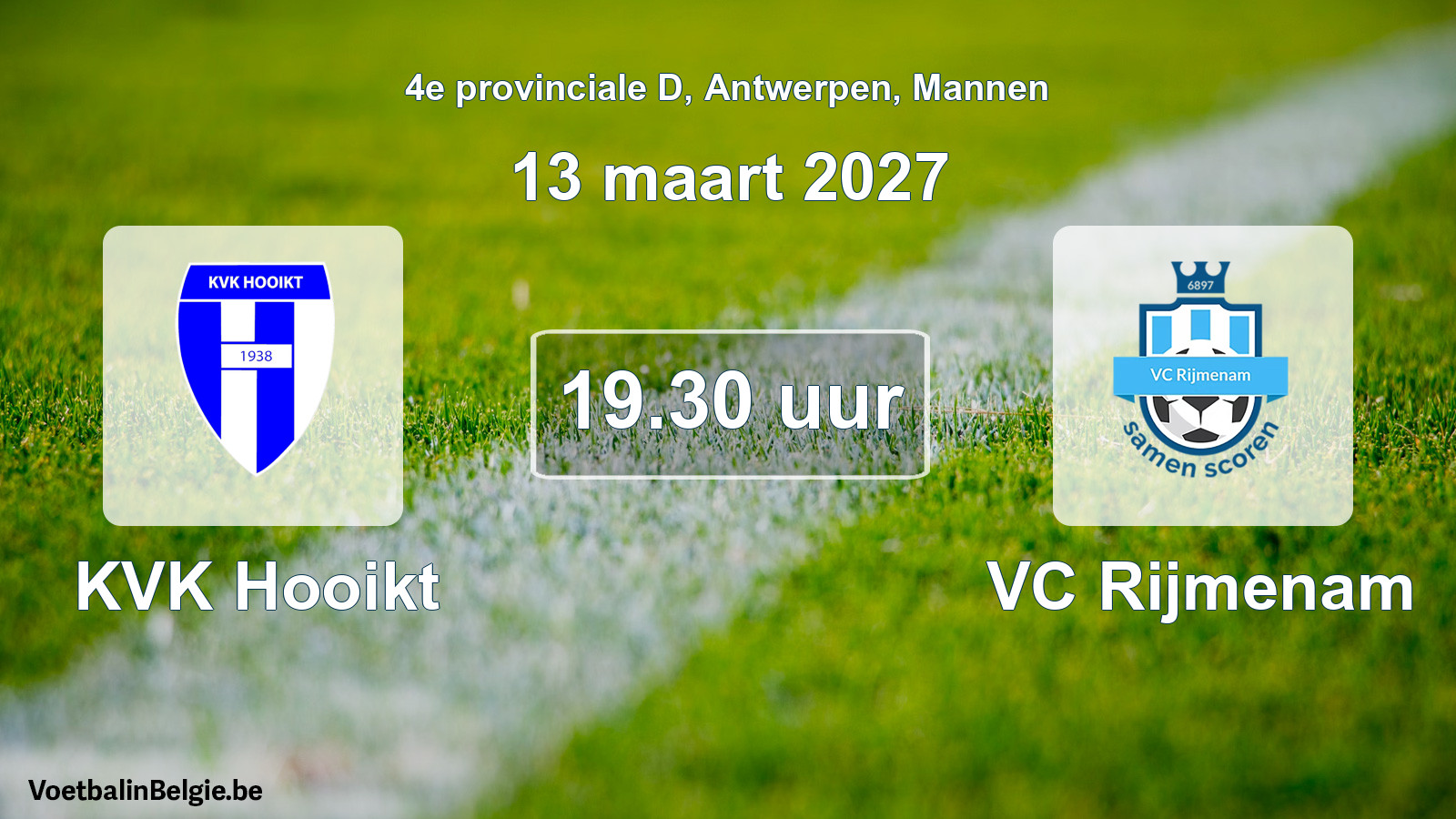 Geplande wedstrijd mannenvoetbal: KVK Hooikt - VC Rijmenam (13 maart 2027)