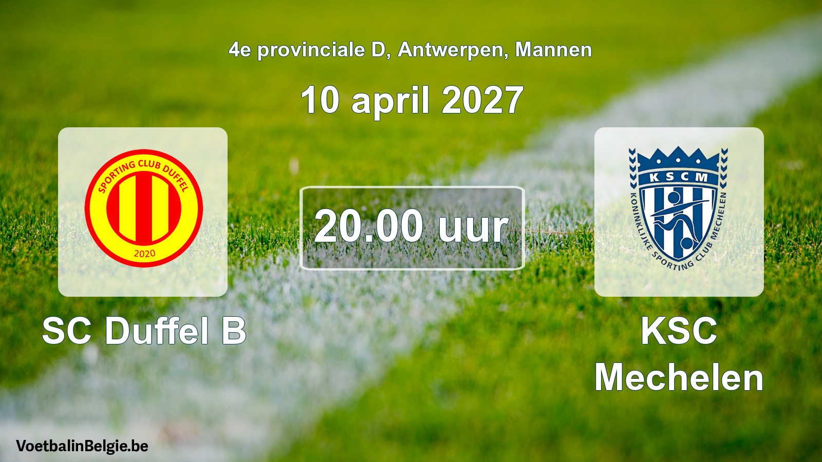Geplande wedstrijd mannenvoetbal: SC Duffel B - KSC Mechelen (10 april 2027)