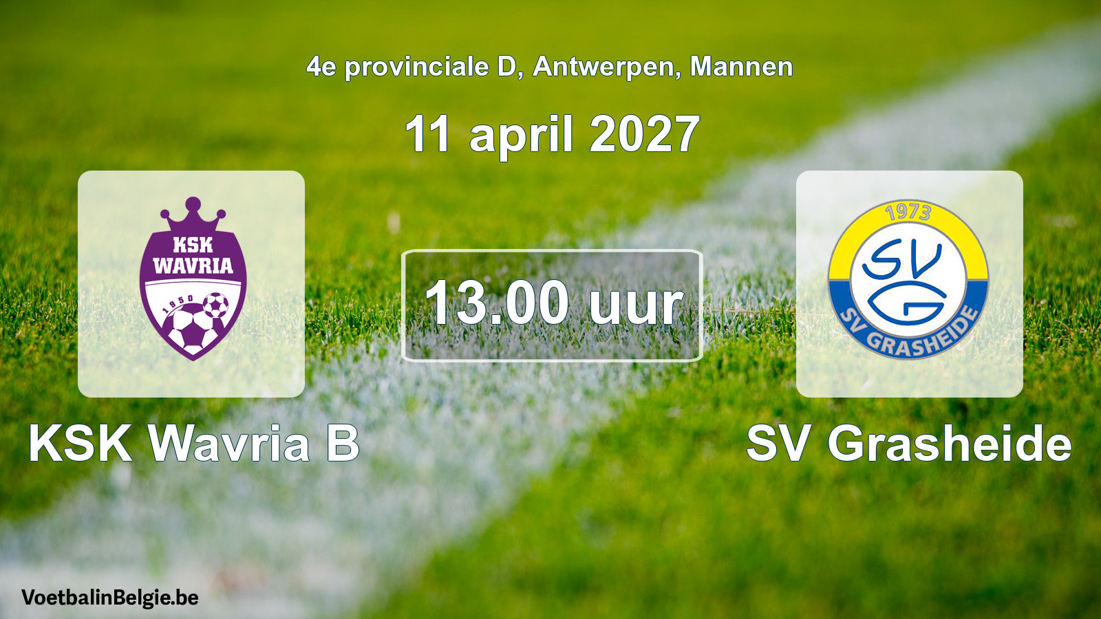 Geplande wedstrijd mannenvoetbal: KSK Wavria B - SV Grasheide (11 april 2027)