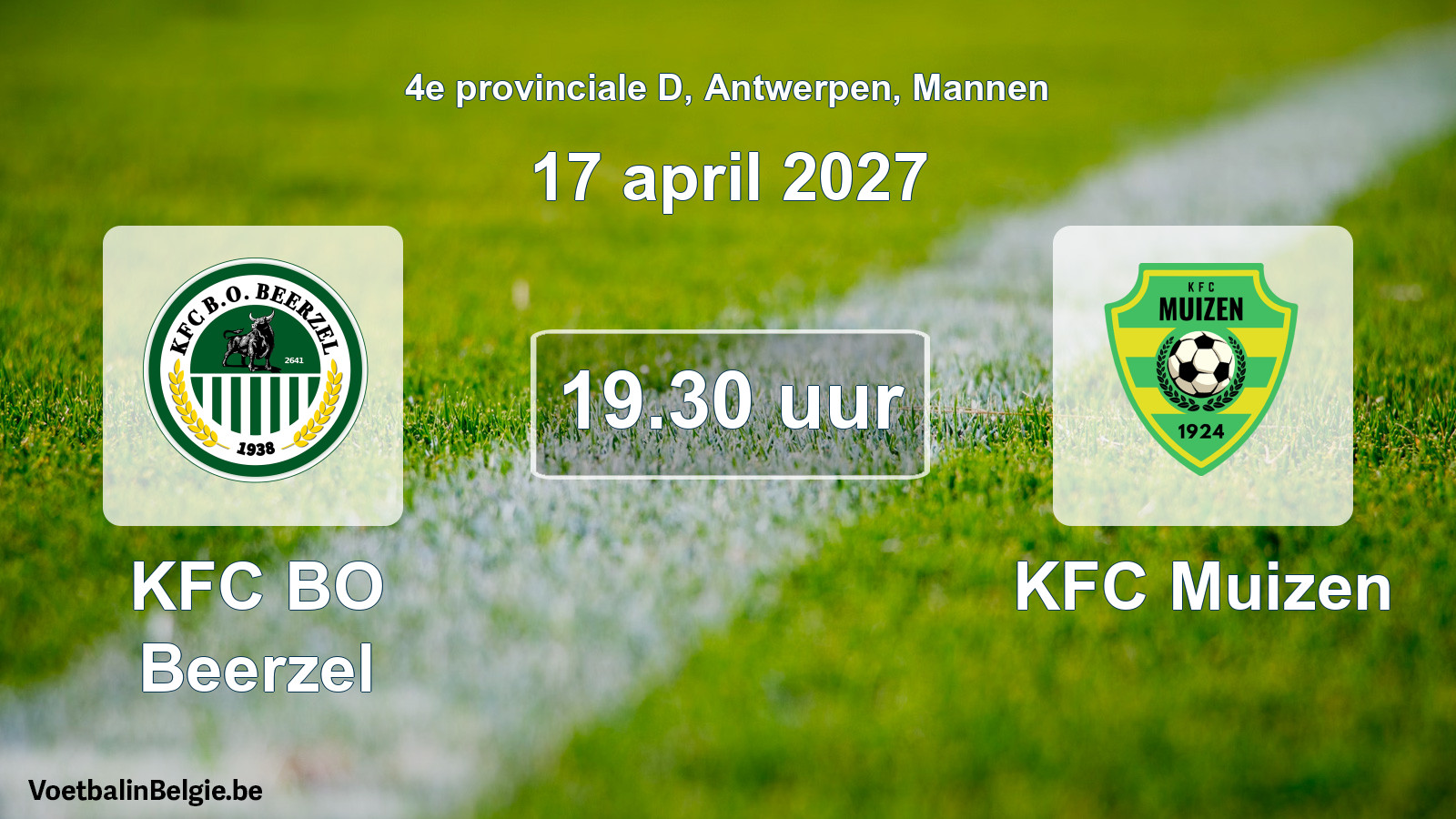 Geplande wedstrijd mannenvoetbal: KFC BO Beerzel - KFC Muizen (17 april 2027)