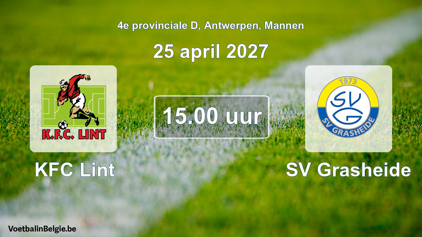 Geplande wedstrijd mannenvoetbal: KFC Lint - SV Grasheide (25 april 2027)