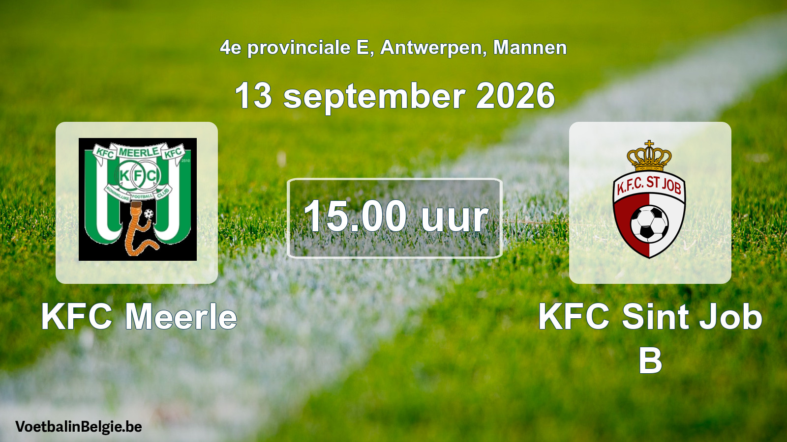 Geplande wedstrijd mannenvoetbal: KFC Meerle - KFC Sint Job B (13 september 2026)